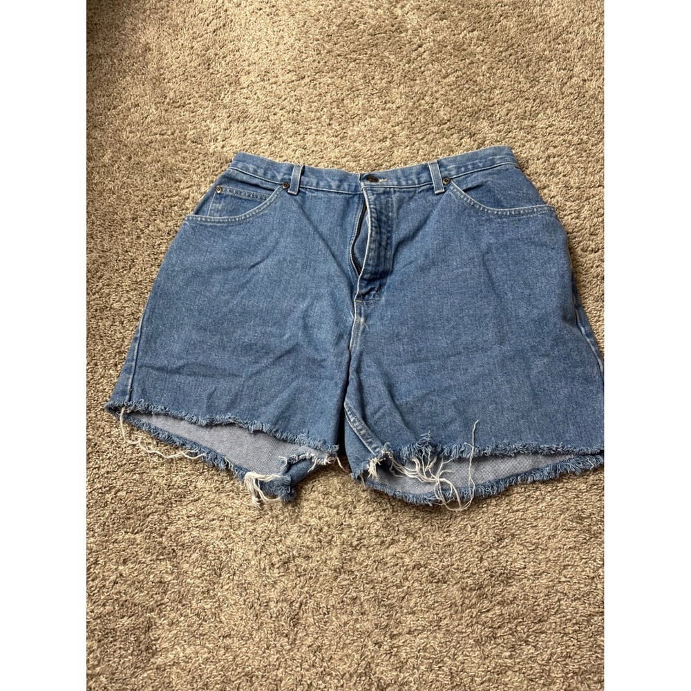 St Johns Bay Relaxed Fit High Waisted Denim Cut Off Shorts Medium Wash 14